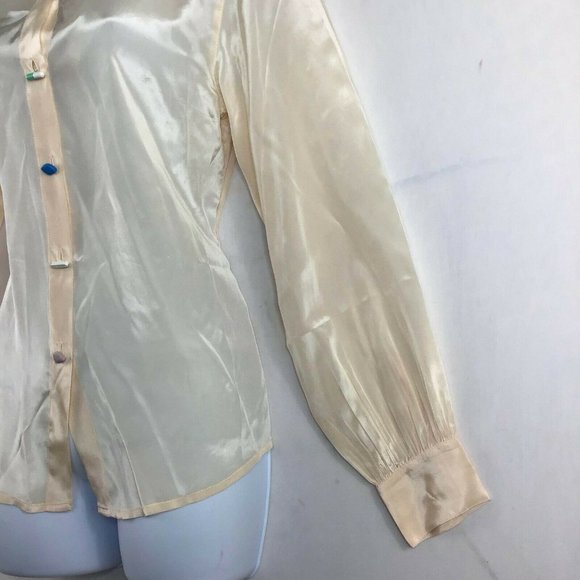 Diesel Women's Ivory Classic Long Sleeve Club Collar Button Up Casual Shirt XXS - Picture 4 of 10